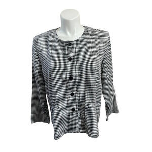 Norm Thompson Womens Button‎ Down Blazer Jacket Checked Lightweight Size XL